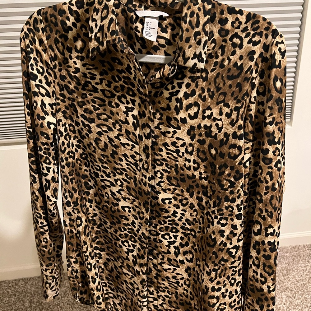 H&M Leopard Print Blouse - Brown and Black
